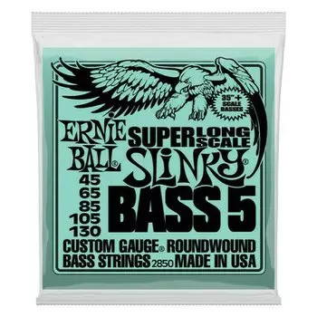Струны для 5 струнной бас-гитары Ernie Ball 2850 Nickel Wound Super Long Scale Slinky 45-130