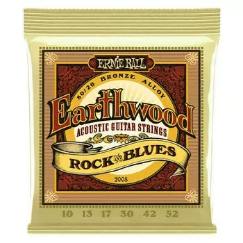 Струны для акустической гитары Ernie Ball 2008 Earthwood 80/20 Bronze Rock&amp;Blues 10-52
