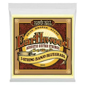 Струны для банджо Ernie Ball 2063 Earthwood 80/20 Bronze Bluegrass 9-20