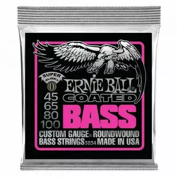 Струны для бас-гитары Ernie Ball 3834 Coated Slinky Super 45-100