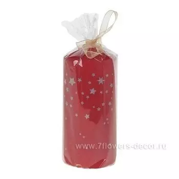 Свеча Bartek Зимние звезды, колонна, красная, 60 х 130 х 12 мм