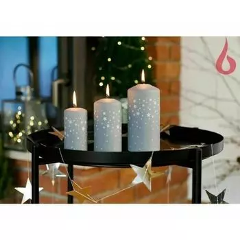 Свеча Bartek Зимние звезды, колонна, серая, 60 х 130 х 12 мм