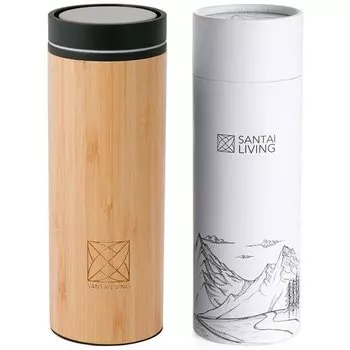 Термокружка из бамбука и стали "To go 360°", 350 мл, в тубусе