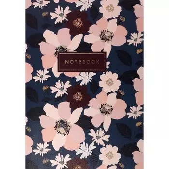 Тетрадь Dark blue flowers, А5, 24 листа, в точку
