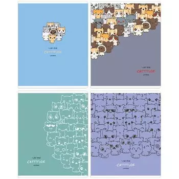 Тетрадь Meshu Cat Wave, в клетку, 48 листов, А5, в ассортименте