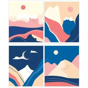 Тетрадь Meshu Mountcats, в клетку, 48 листов, А5, в ассортименте