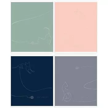 Тетрадь Meshu One Line Cat, в клетку, 48 листов, А5, в ассортименте