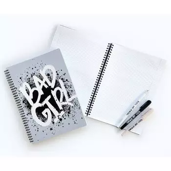 Тетрадь общая Be Smart Bad Girl Черное пятно, в клетку, на спирали, 96 листов, 202 х 282 мм