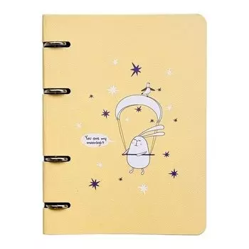 Тетрадь общая на кольцах Be Smart "Bunny", 80 листов в клетку 15,5 х 21,2 см, желтая