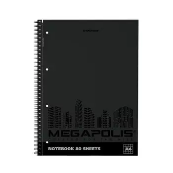 Тетрадь общая на спирали Erich Krause MEGAPOLIS, А4, 80 листов, в клетку, твин-лак, перфорация, микроперфорация
