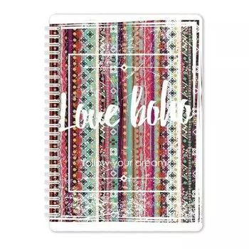 Тетрадь общая "Boho", 120 листов, в клетку, 14,4 х 20,4 см, красная