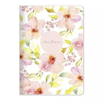 Тетрадь общая "Fleurs", 48 листов, в клетку, 15 х 21 см, розовая