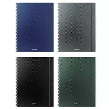 Тетрадь общая с пластиковой обложкой на спирали ErichKrause Diamond А4, 80 листов в клетку, в ассортименте