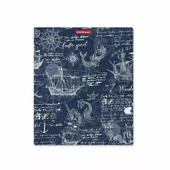 Тетрадь общая ученическая с пластиковой обложкой на скобе ErichKrause Old Map, Mixed Reality, А5+, 48 листов в клетку