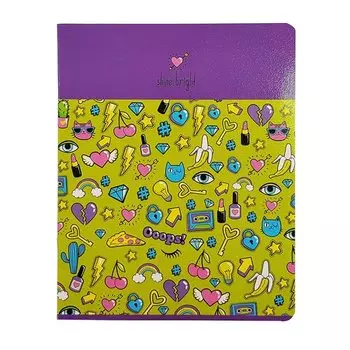 Тетрадь "Stickers", 48 листов, в клетку, 16,5 х 20,3 см, сиреневая