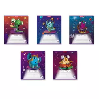 Тетрадь школьная ученическая ErichKrause Cosmic Monsters, 18 листов в линейку