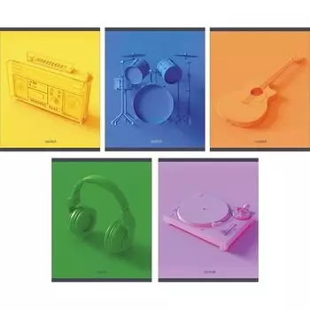 Тетрадь "Яркая музыка" А5, 48 листов, в клетку