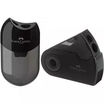 Точилка с контейнером, 2 отверстия, черная