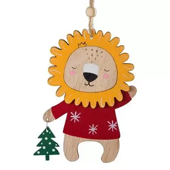 Украшение ErichKrause Decor Львенок с елкой, 13 см, дерево