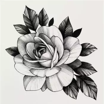 Временная татуировка "Rose b/w"