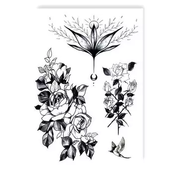 Временная татуировка Tattooshka "Цветочный микс"