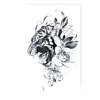 Временная татуировка Tattooshka "Цветочный тигр"