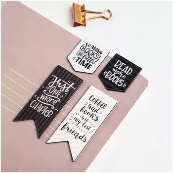 ​Закладки магнитные для книг Meshu Black &amp; White, 7 х 13,2 см, 4 шт