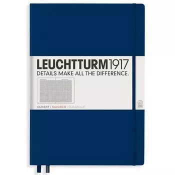 Записная книжка А4, в клетку, темно-синяя