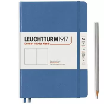 Записная книжка Leuchtturm, A5, нелинованная, деним, 251 страница, твердая обложка
