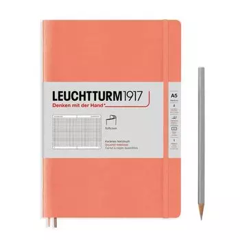 Записная книжка Leuchtturm А5, в клетку, персиковая, 123 страницs, мягкая обложка