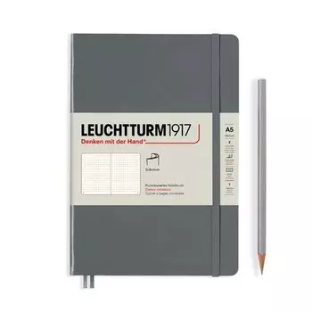 Записная книжка Leuchtturm А5, в точку, глубокий серый, 123 страниц, мягкая обложка
