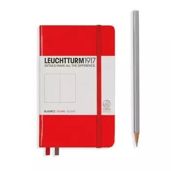 Записная книжка Leuchtturm A6, нелинованная, красная, 187 страниц, твердая обложка