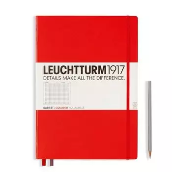 Записная книжка Leuchtturm Master A4+, в клетку, красная, 235 страниц, твердая обложка