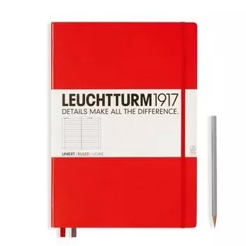 Записная книжка Leuchtturm Master A4+, в линейку, красная, 235 страниц, твердая обложка