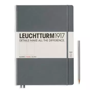 Записная книжка Leuchtturm Master Slim A4+, нелинованная, глубокий серый, 123 страниц, твердая обложка