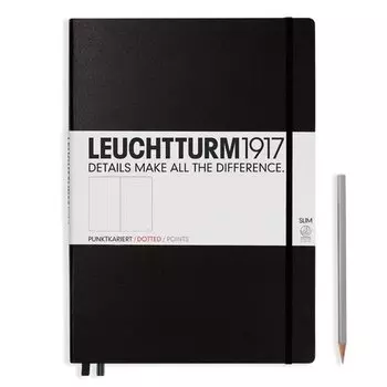 Записная книжка Leuchtturm Master Slim A4+, в точку, черная, 123 страниц, твердая обложка