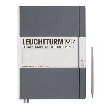 Записная книжка Leuchtturm Master Slim A4+, в точку, глубокий серый, 123 страниц, твердая обложка