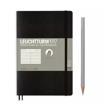 Записная книжка Leuchtturm Paperback В6+, в линейку, черная, 123 страниц, мягкая обложка