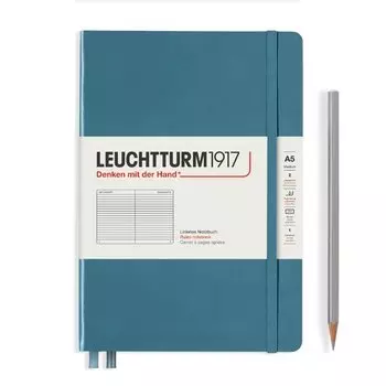 Записная книжка Leuchtturm Rising Colours, в линейку, голубой камень, 123 страницы, мягкая обложка, А5
