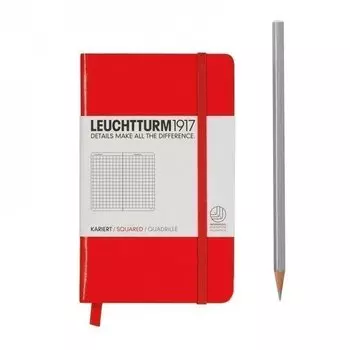 Записная книжка Leuchtturm, в клетку, красный, А6