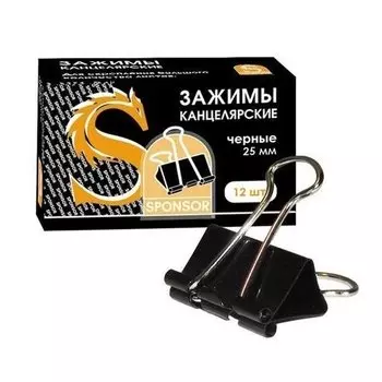 Зажимы для бумаг, черные, 25 мм, 12 шт.