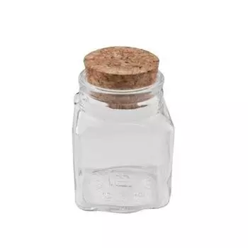 Банка для подачи 100мл d=48мм h=70мм квадратная с корковой пробкой Resto (Китай)