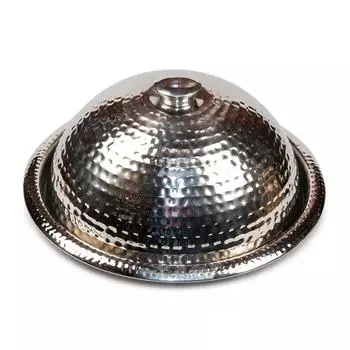 Баранчик клош (крышка для горячего) d 40см h18см рифл с блюдом нерж P.L. Proff Cuisine | SG-82610(D)