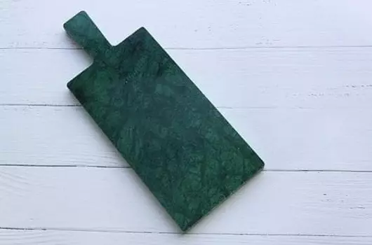 Блюдо для подачи прямоугольное 30*13см с ручкой зеленое, мрамор MGProf | MPDT-06