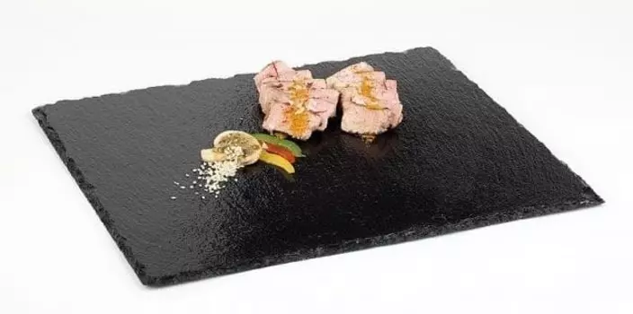 Блюдо для подачи прямоугольное 32,5*26,5см (GN1/2) черное, сланец APS | 991