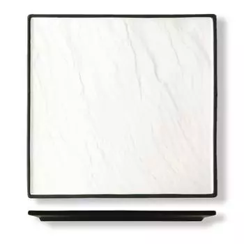 Блюдо квадратное 25х25см черное основание фарфор P.L. Proff Cuisine | F2934BY-10W