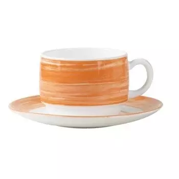 Чашка 190мл чайная оранжевый край Браш блюдце 37301 Arcoroc | C3782