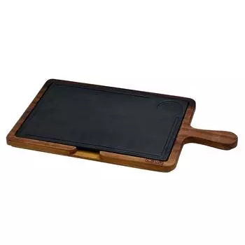 Доска для подачи 33х22 см с ручкой дерево с чугунной вставкой Lava | LVHRC HP 2233 AS 266