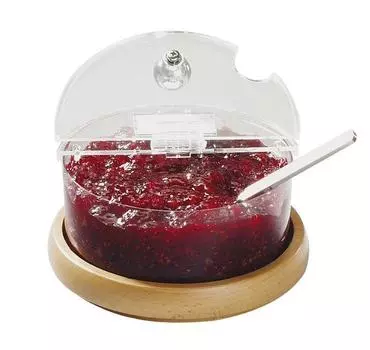 Емкость для джема охлаждаемая 0,6л 140х90мм с крышкой на дерев. подст. APS 11812