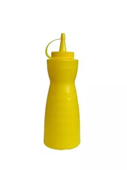 Емкость для соуса 375мл d=55мм h=215мм фигурная с крышкой желтая Мастергласс | 1747